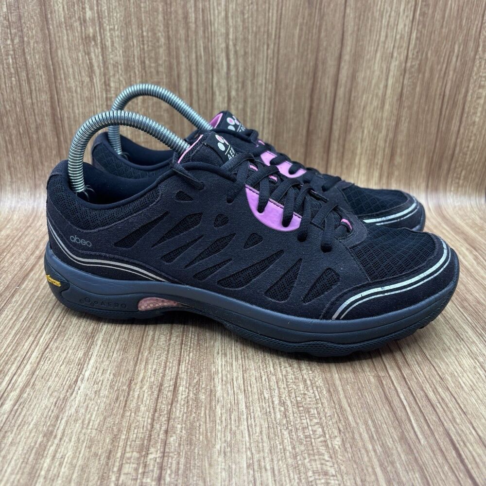 Abeo Aero Vibram Womens 9.5M Azaleh Black Pink Breast Cancer Aware Running Shoes